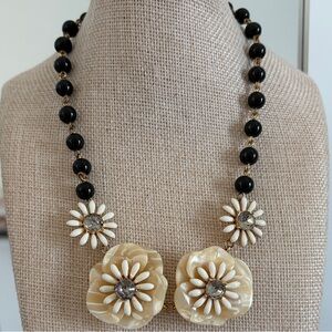 Talbots Black and Cream Floral Necklace